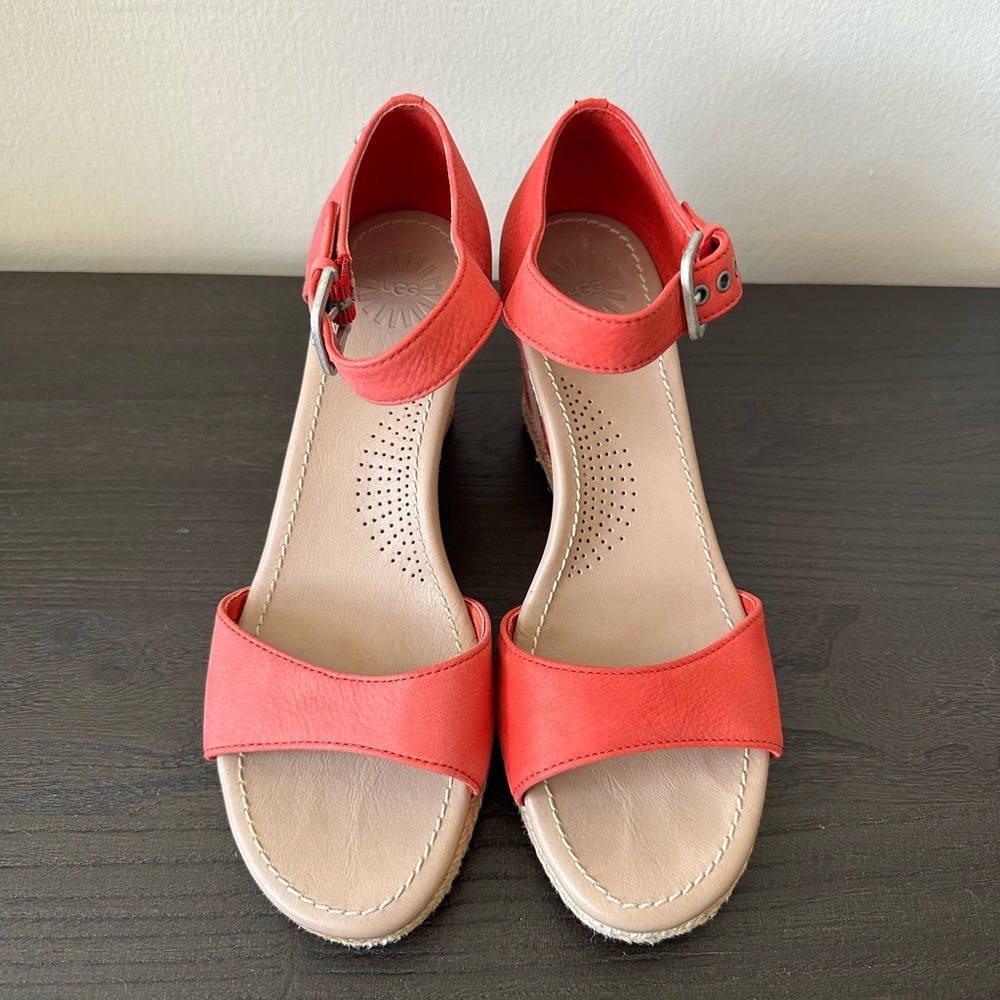 Ugg Atasha leather Espadrille Striped Wedge Sandals